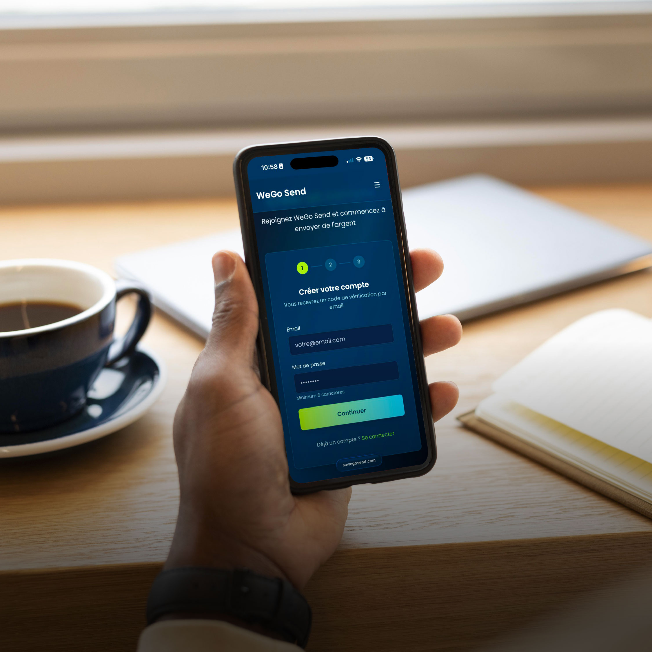 Inscription en 2 minutes - WeGo Send webapp